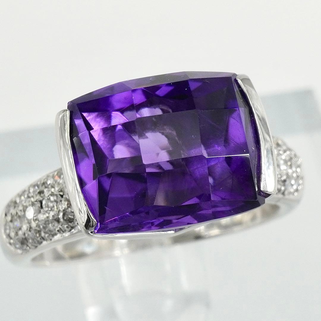 アメジスト リング ダイヤモンド プラチナ ダイヤ 指輪 Pt 16号 13号