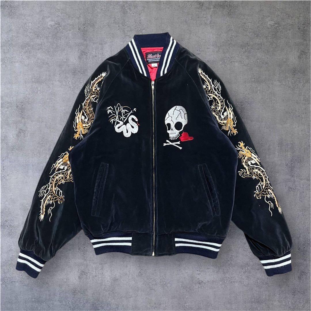 Shoot One 別珍ベロアスカジャン スカル　蛇　ドラゴン黒 スーベニア　M