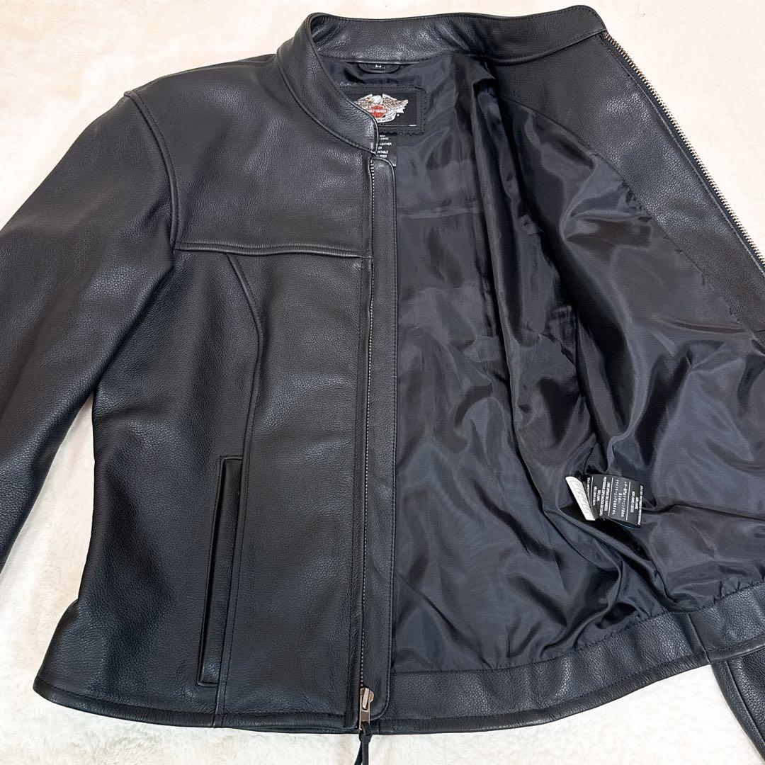 極美品✨ ハーレーダビッドソン シングル ライダース M相当 レザー シボ革 黒