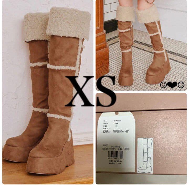 Darich♡フェイクムートンニーハイブーツ♡キャメル♡XS