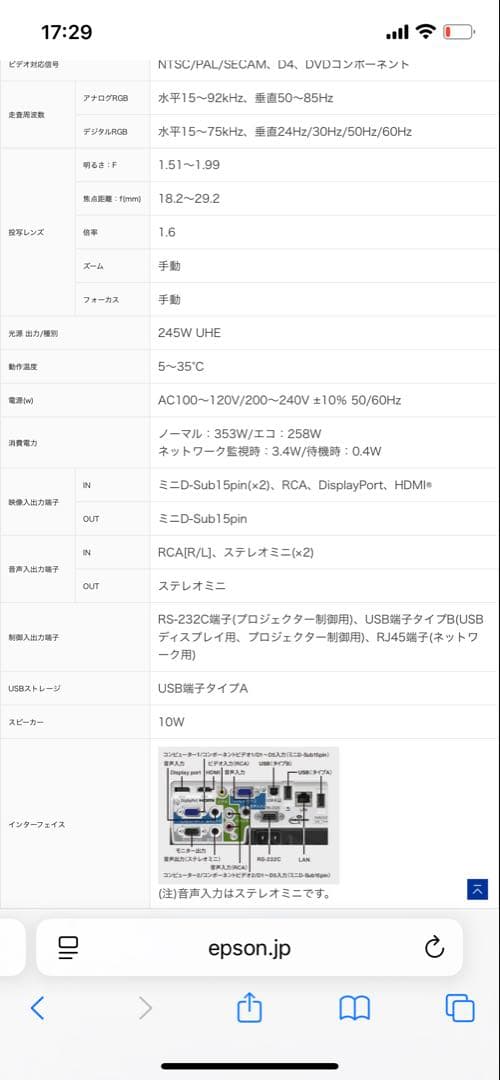 EPSON EB-1945W プロジェクター本体