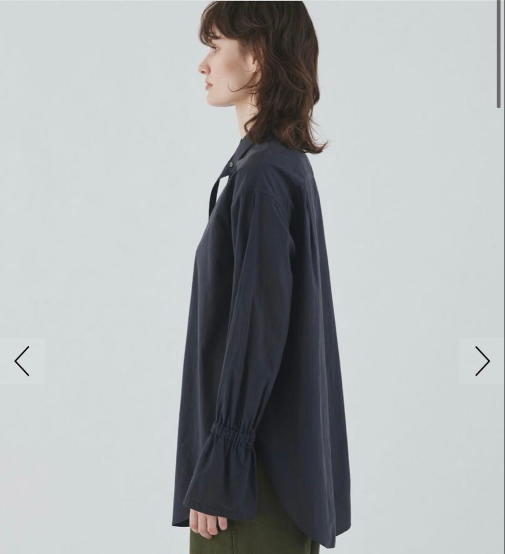 美品　GALERIEVIE コットンロングタイシャツ　ブラック　ボウタイ　リボン