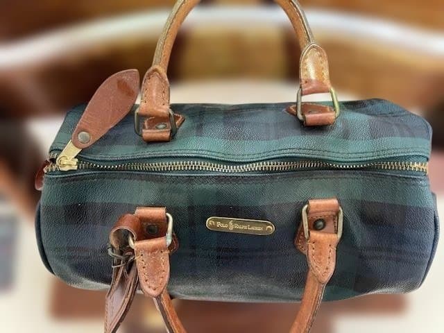 チェック柄ボストンバッグ