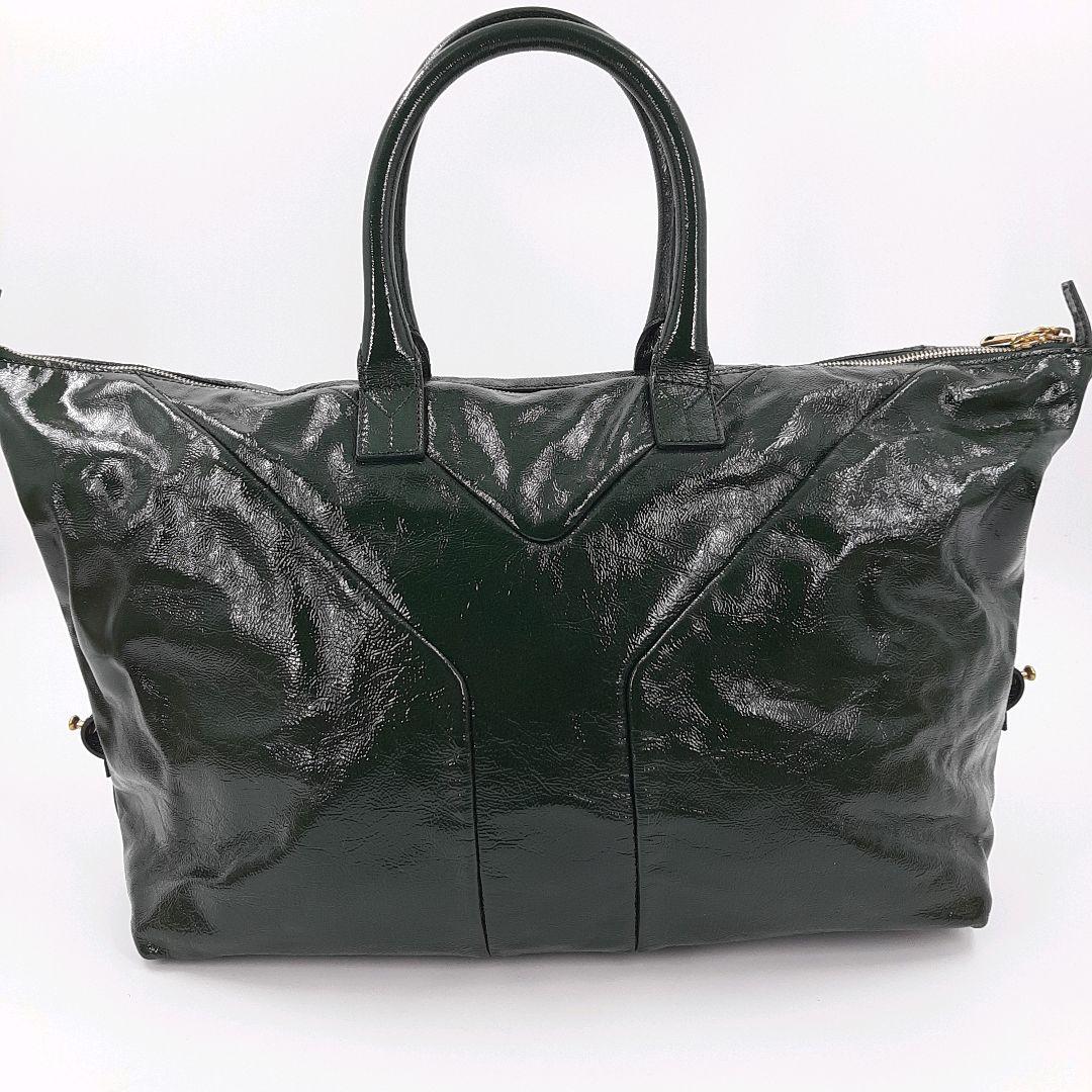 希少色✨　イヴサンローラン　ボストンバッグ　パテントレザー　YSL グリーン