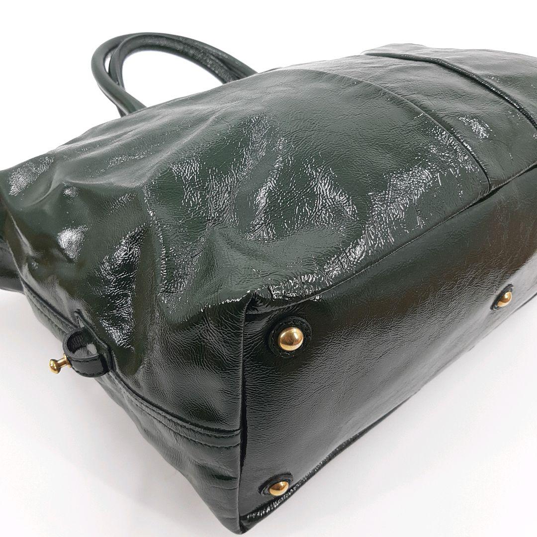 希少色✨　イヴサンローラン　ボストンバッグ　パテントレザー　YSL グリーン