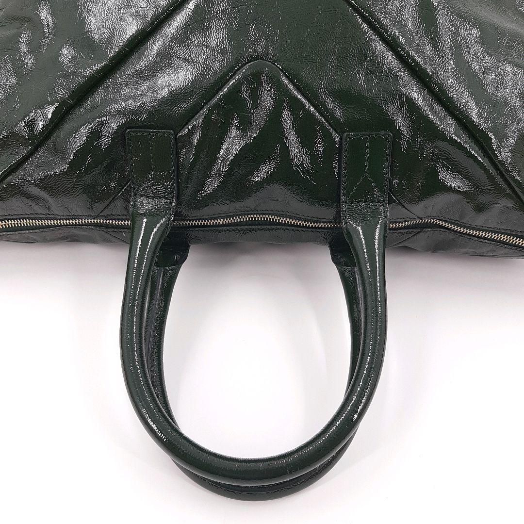 希少色✨　イヴサンローラン　ボストンバッグ　パテントレザー　YSL グリーン