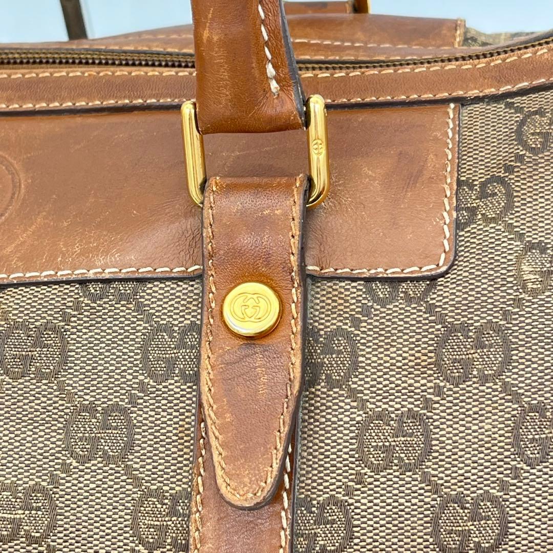 GUCCI ハンドバッグ ミニボストン GG柄 インターロッキング ブラウン