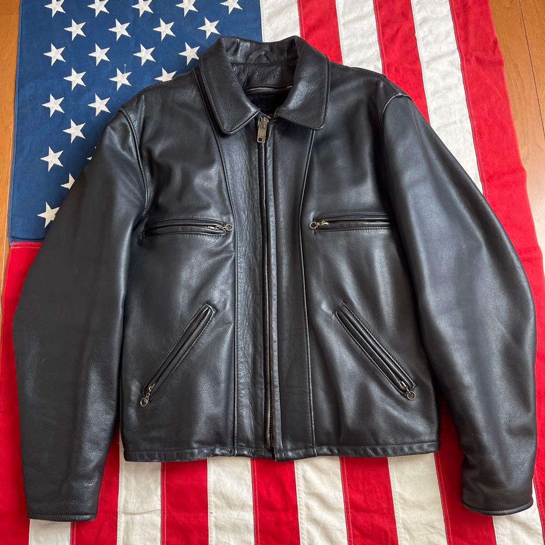 ショット 680 襟付 ライダースジャケット 40 黒 ライナー付 アメリカ製