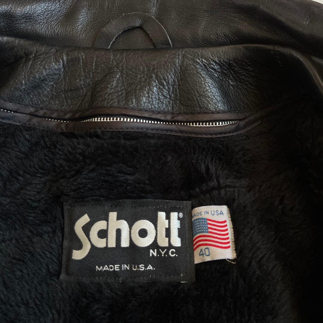 ショット 680 襟付 ライダースジャケット 40 黒 ライナー付 アメリカ製