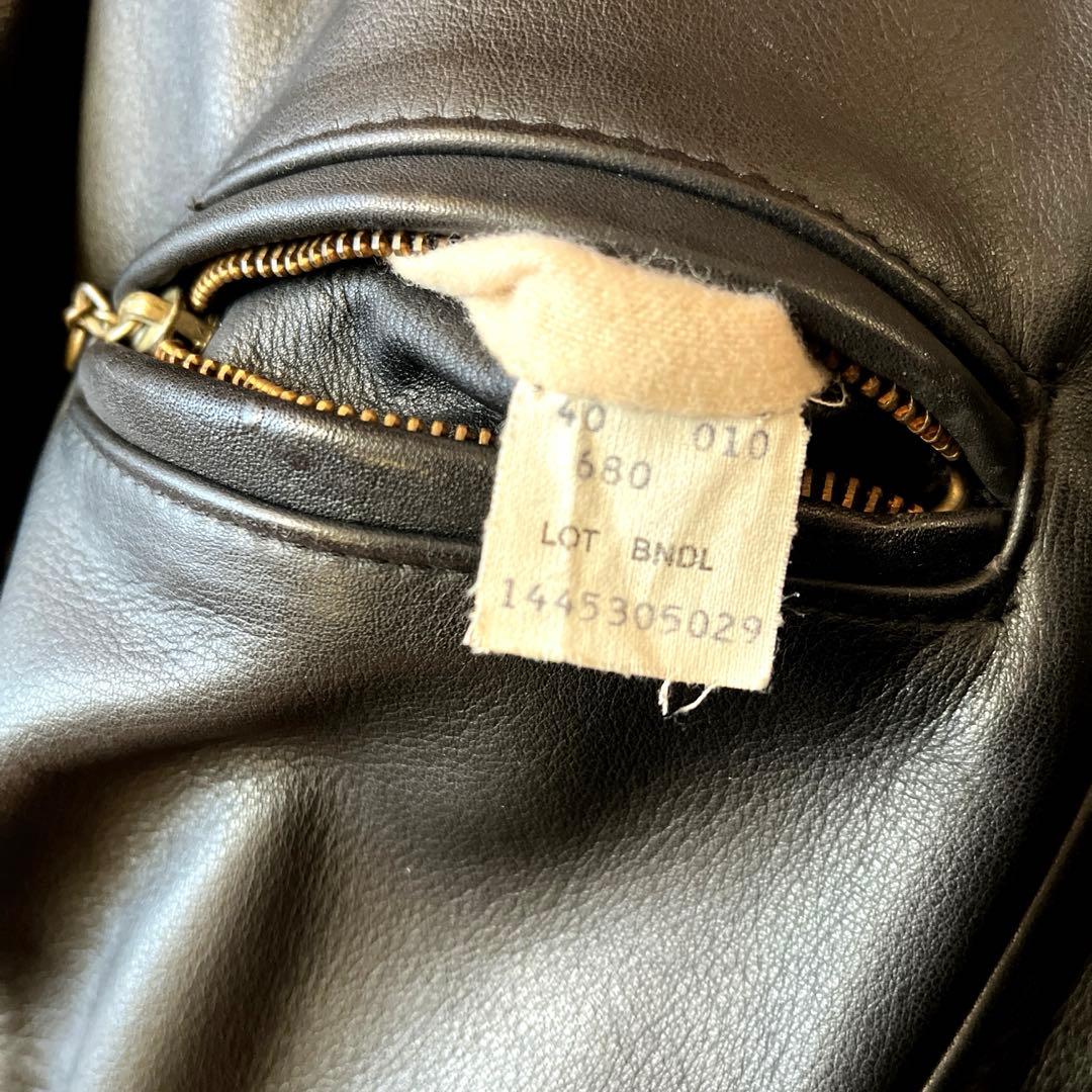 ショット 680 襟付 ライダースジャケット 40 黒 ライナー付 アメリカ製