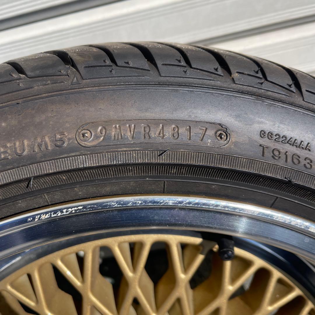 HLK 15インチ ゴールドメッシュホイール8Jインセット+25