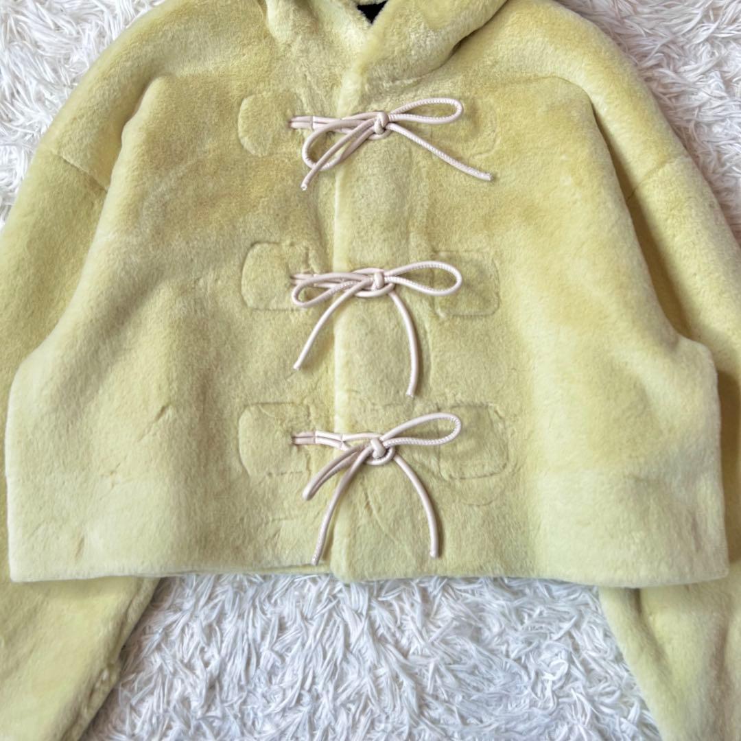 タグ付 FURFUR ファーファー リボン ショート ダッフル コート LIME