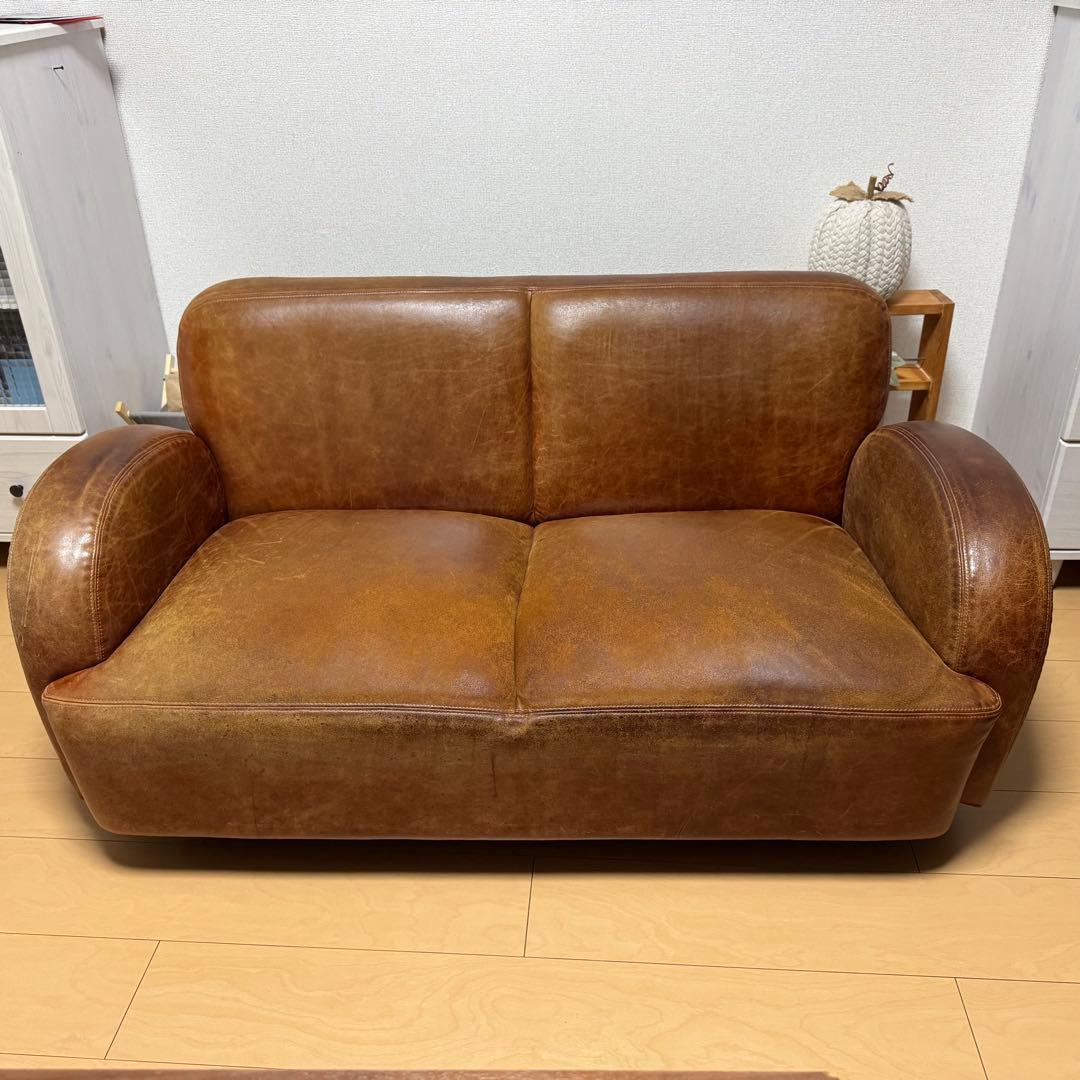 【送料込み】2Pソファ 本革製 ブラウン【本革】