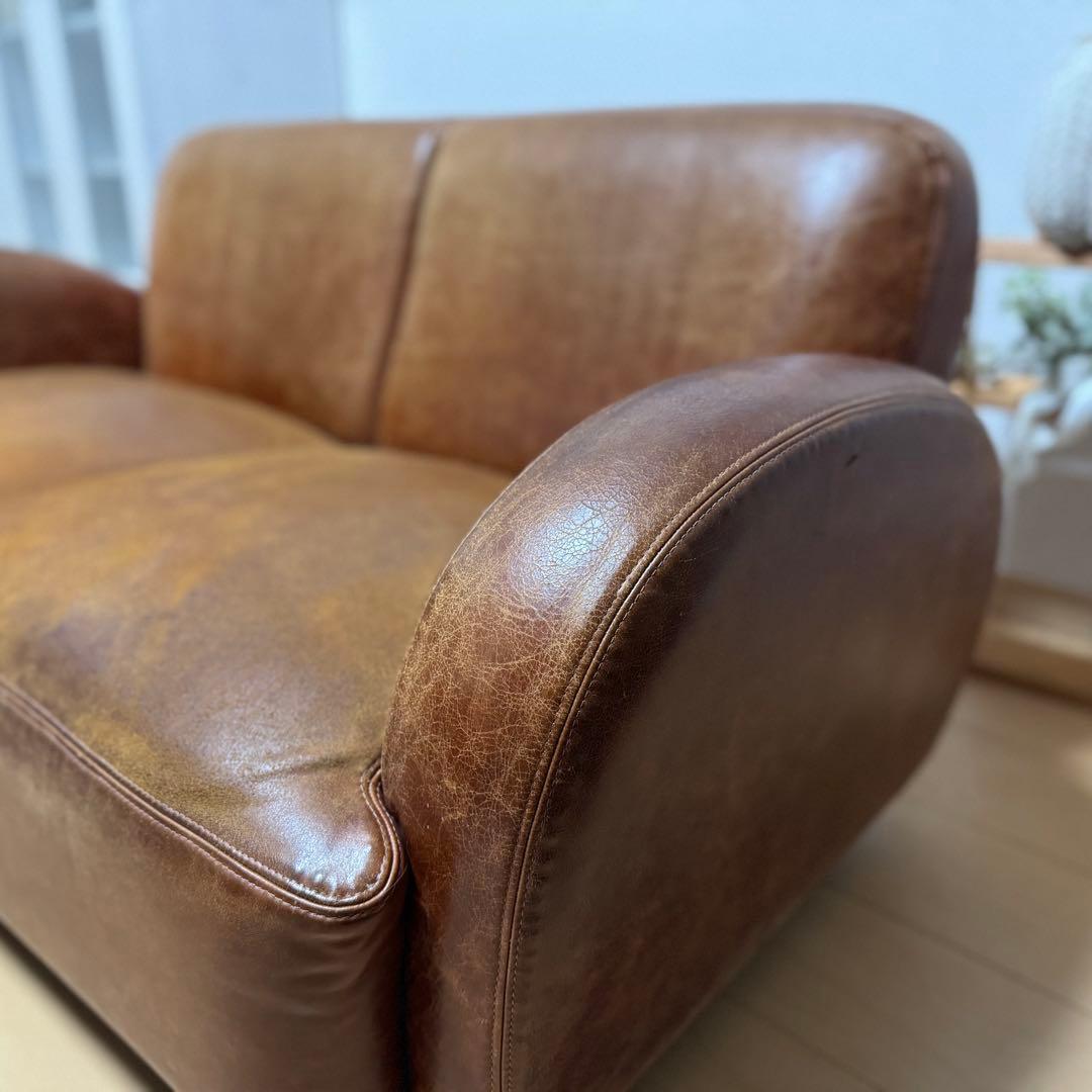 【送料込み】2Pソファ 本革製 ブラウン【本革】