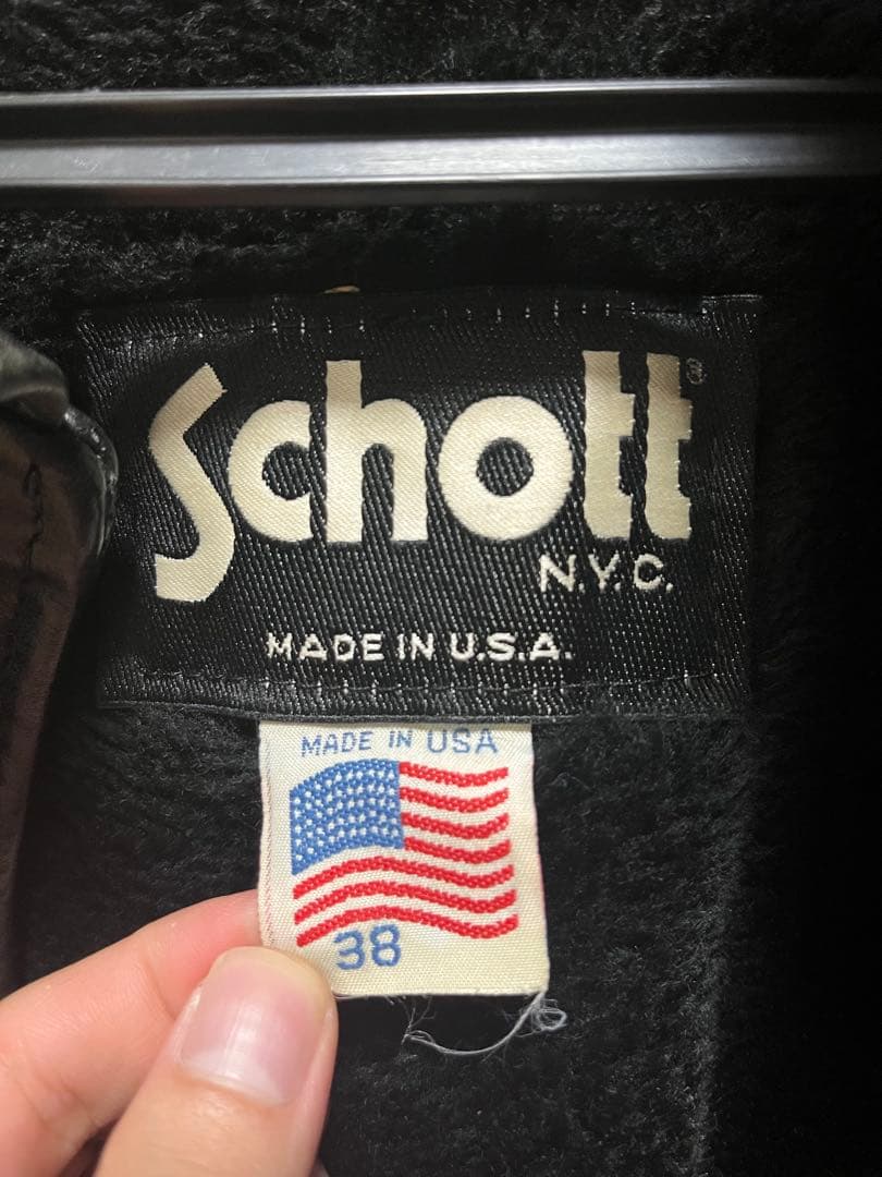 ＊はくお＊Schott ブラック シングルライダース立襟　38インチ