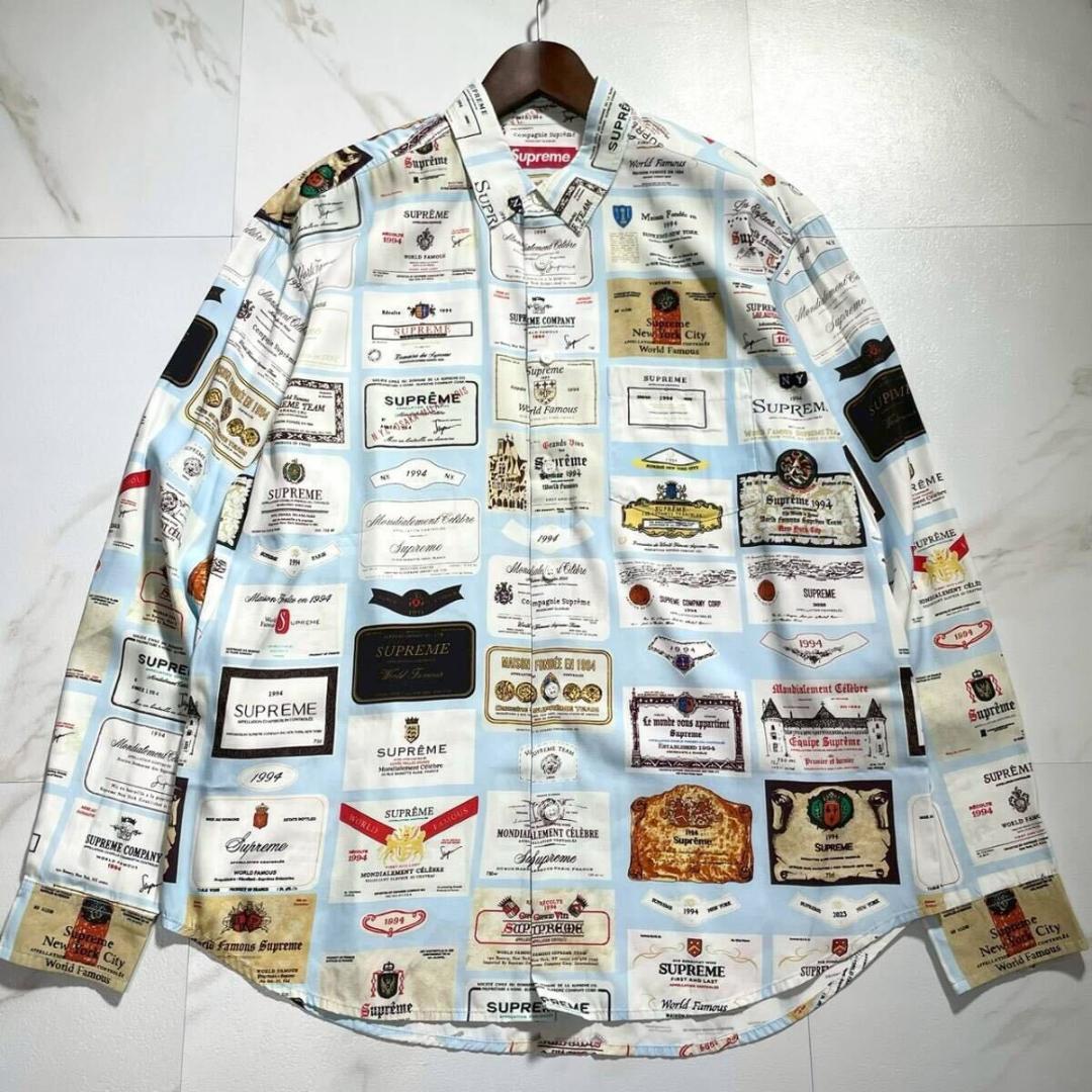 未使品級】Supreme 2024 24AW ラベルシャツ 総柄 マルチ　長袖