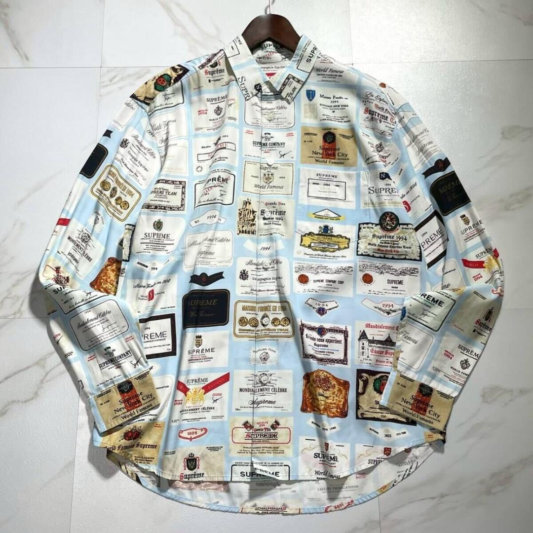 未使品級】Supreme 2024 24AW ラベルシャツ 総柄 マルチ　長袖