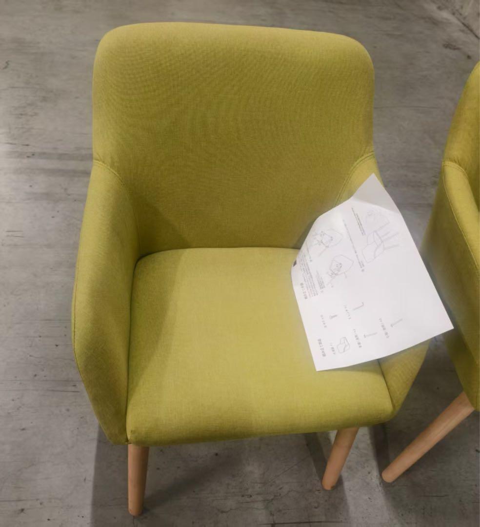 新品ダイニングチェア グリーン 2脚セット 布張り北欧風デザインファブリック製