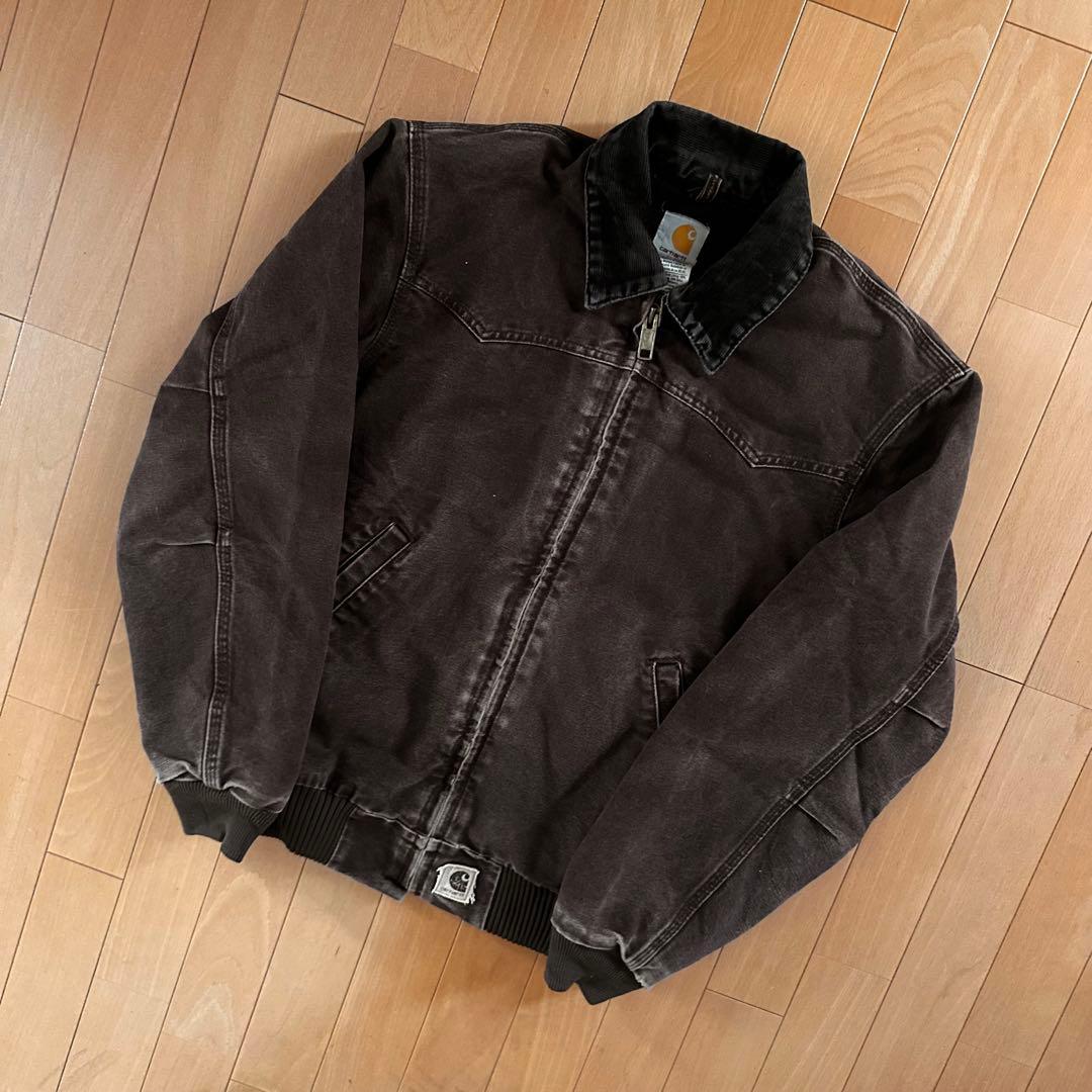 希少色&サイズ US製 カーハート サンタフェジャケット 短丈 革パッチ DKB