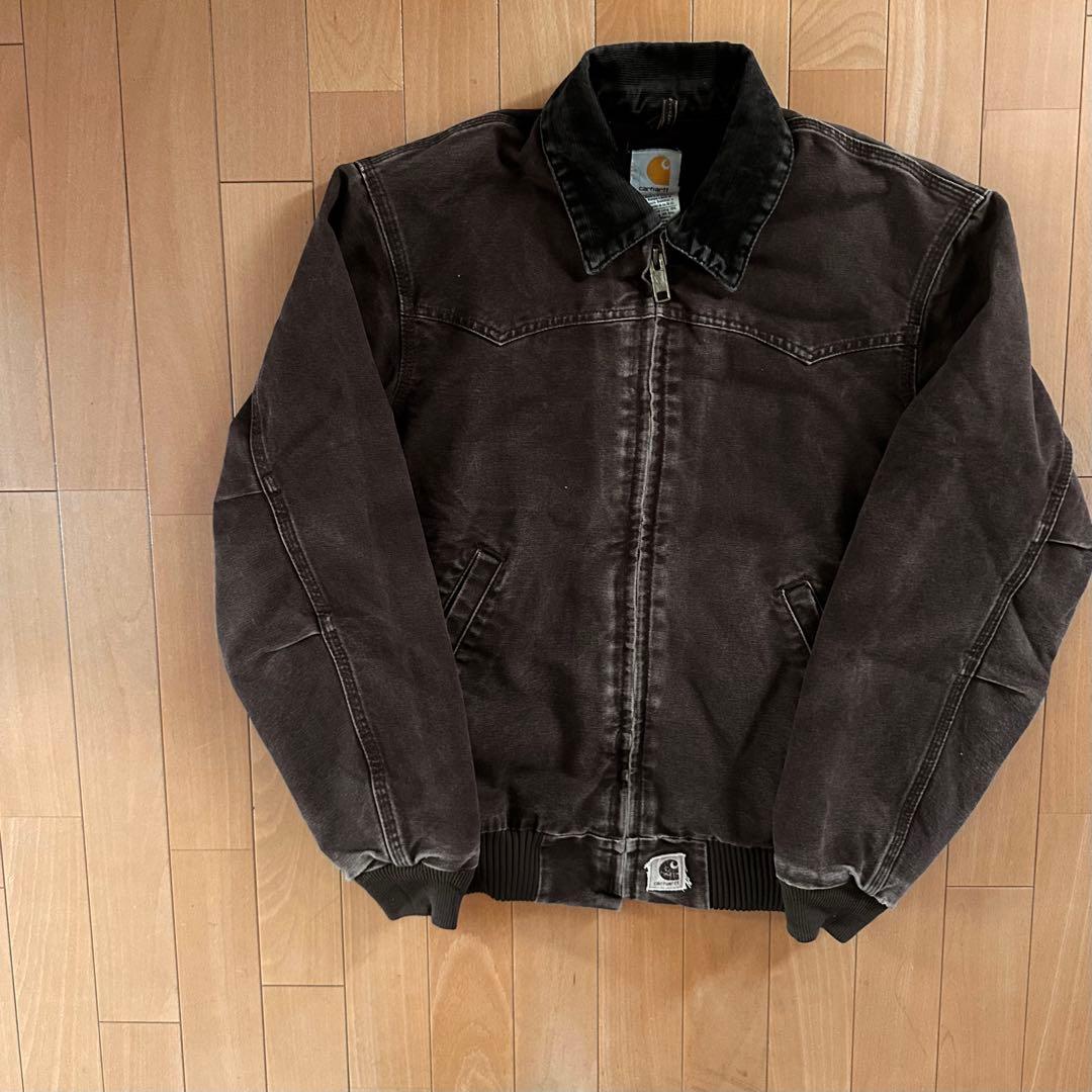 希少色&サイズ US製 カーハート サンタフェジャケット 短丈 革パッチ DKB