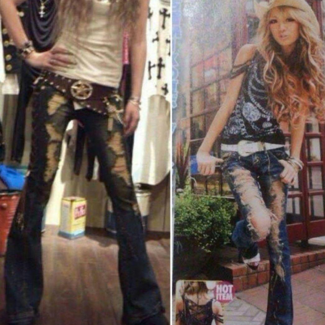 d.i.a ゴールドラメ ストレッチ フレア デニム パンツ 平成 ギャル 古着