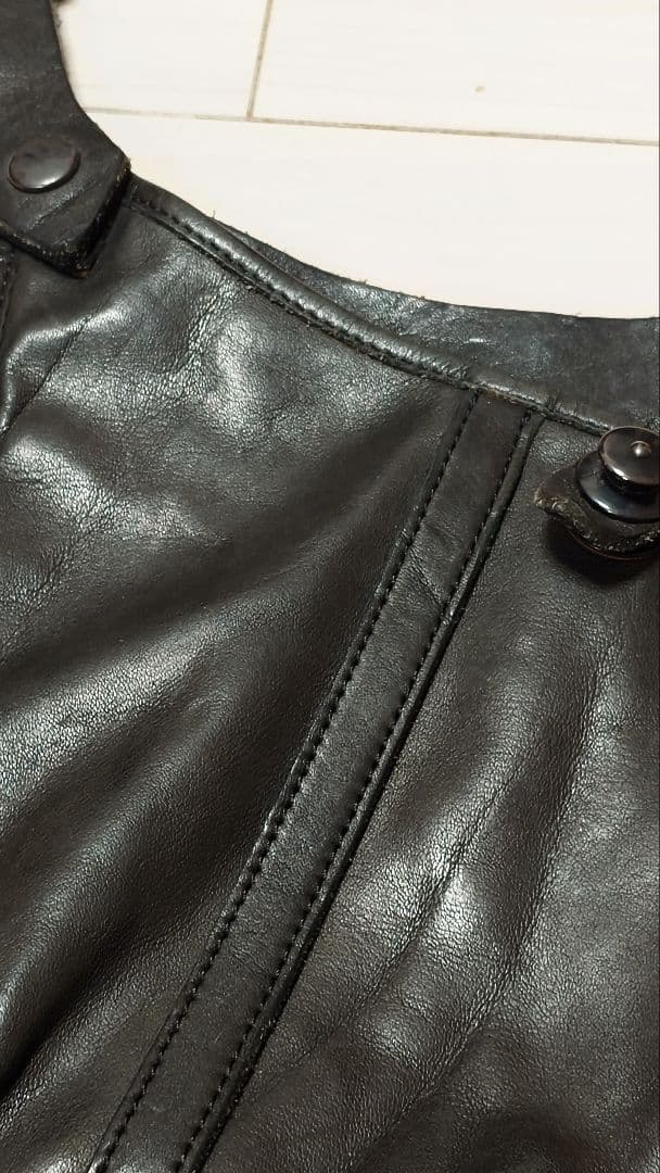 BACKLASH ブラックレザーウエストバッグ