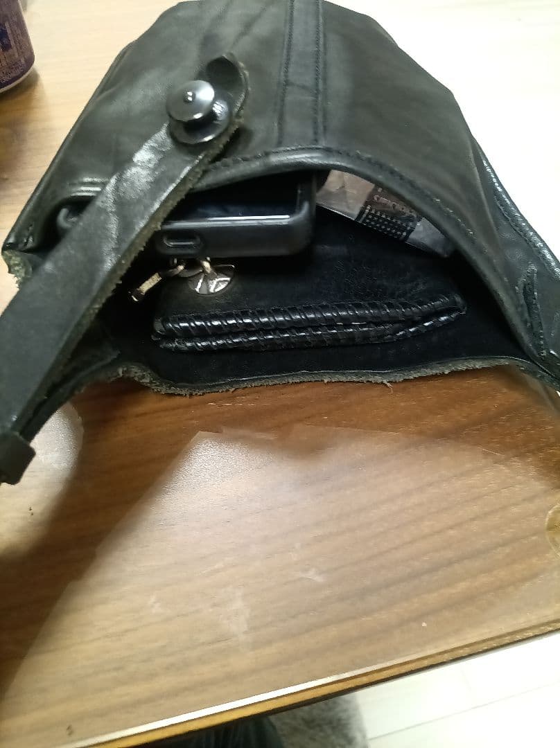 BACKLASH ブラックレザーウエストバッグ