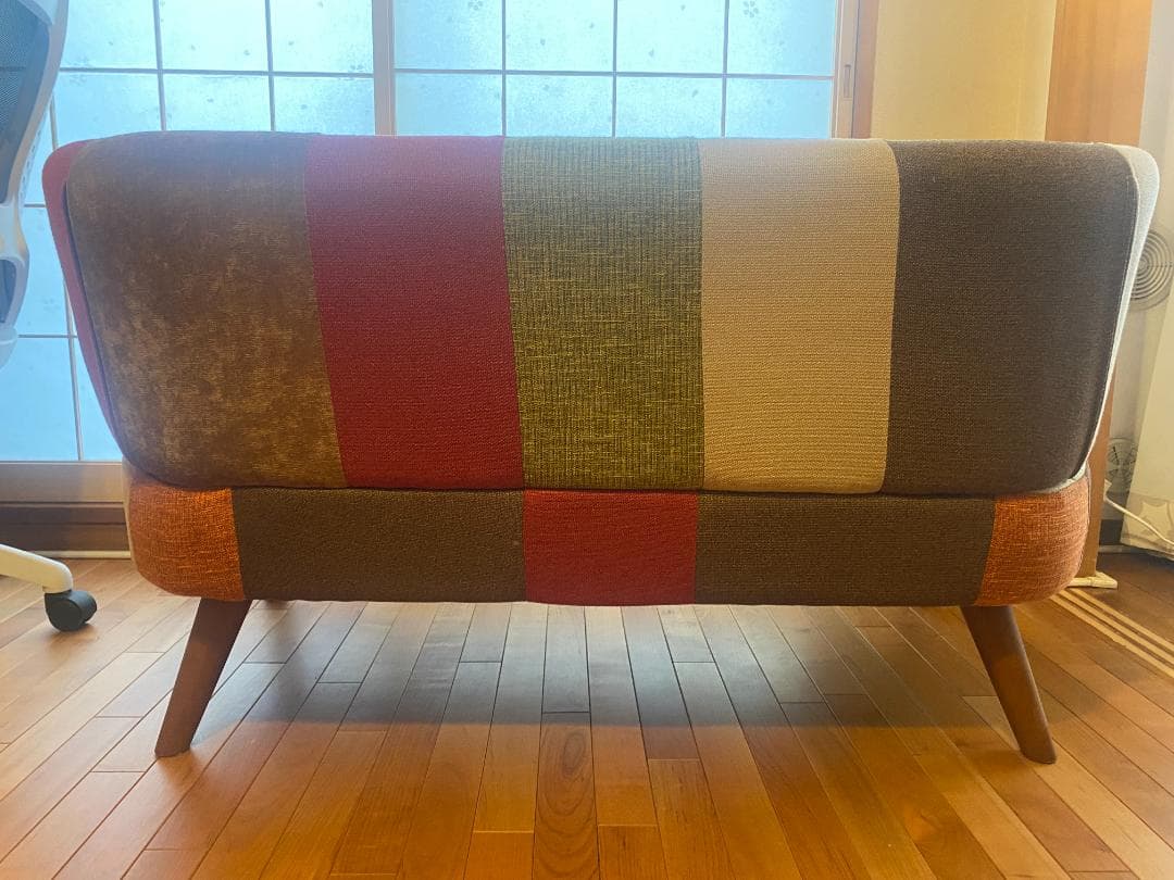 不二貿易 2人掛けソファ パッチワーク オレンジ マルチカラー デイジー