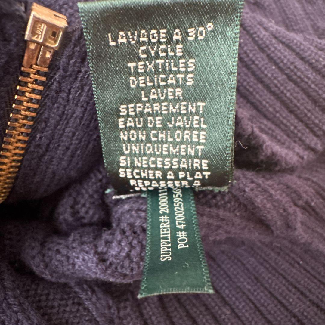 【大人気】ローレンラルフローレン　ケーブルニット　ジップアップセーター　刺繍ロゴ