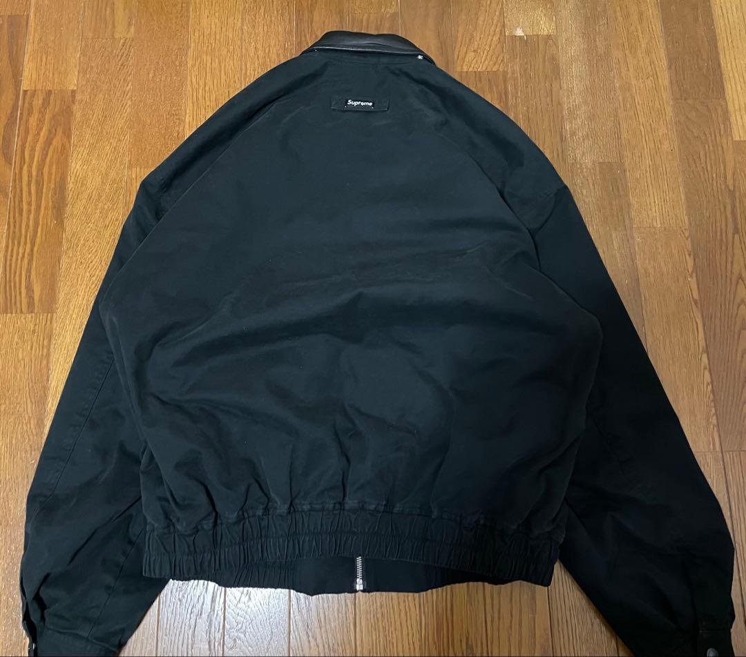 supreme leather collar utility jacket 黒