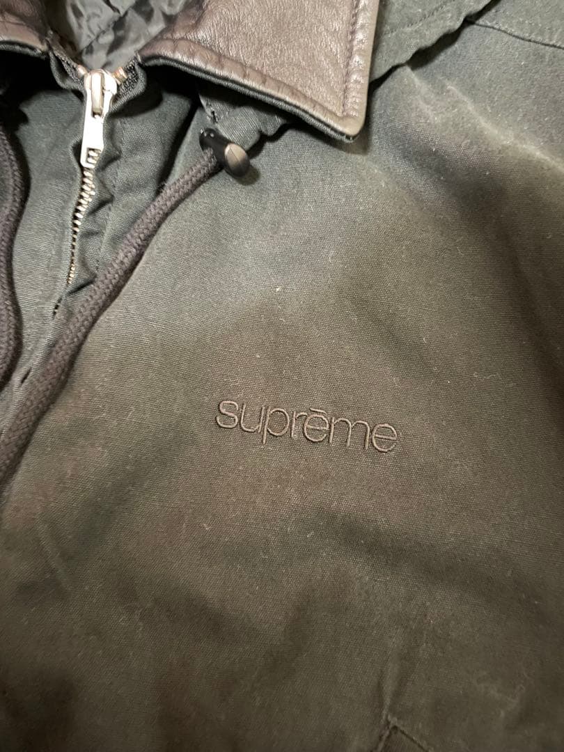 supreme leather collar utility jacket 黒