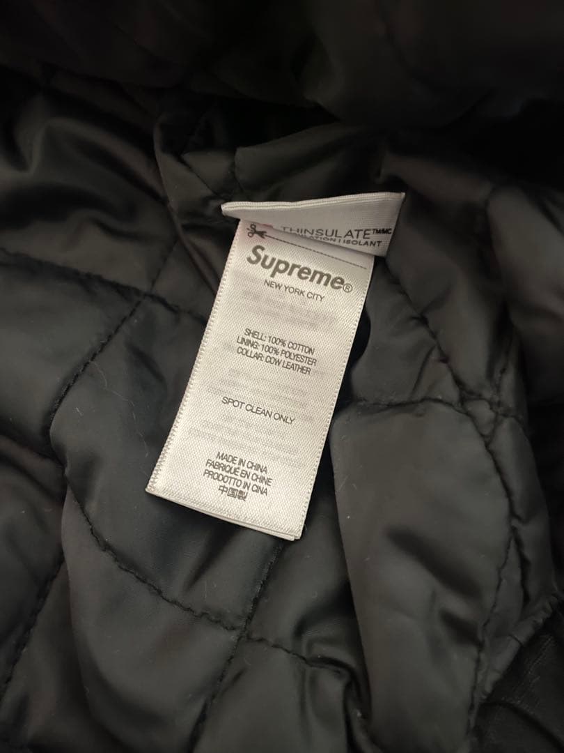 supreme leather collar utility jacket 黒