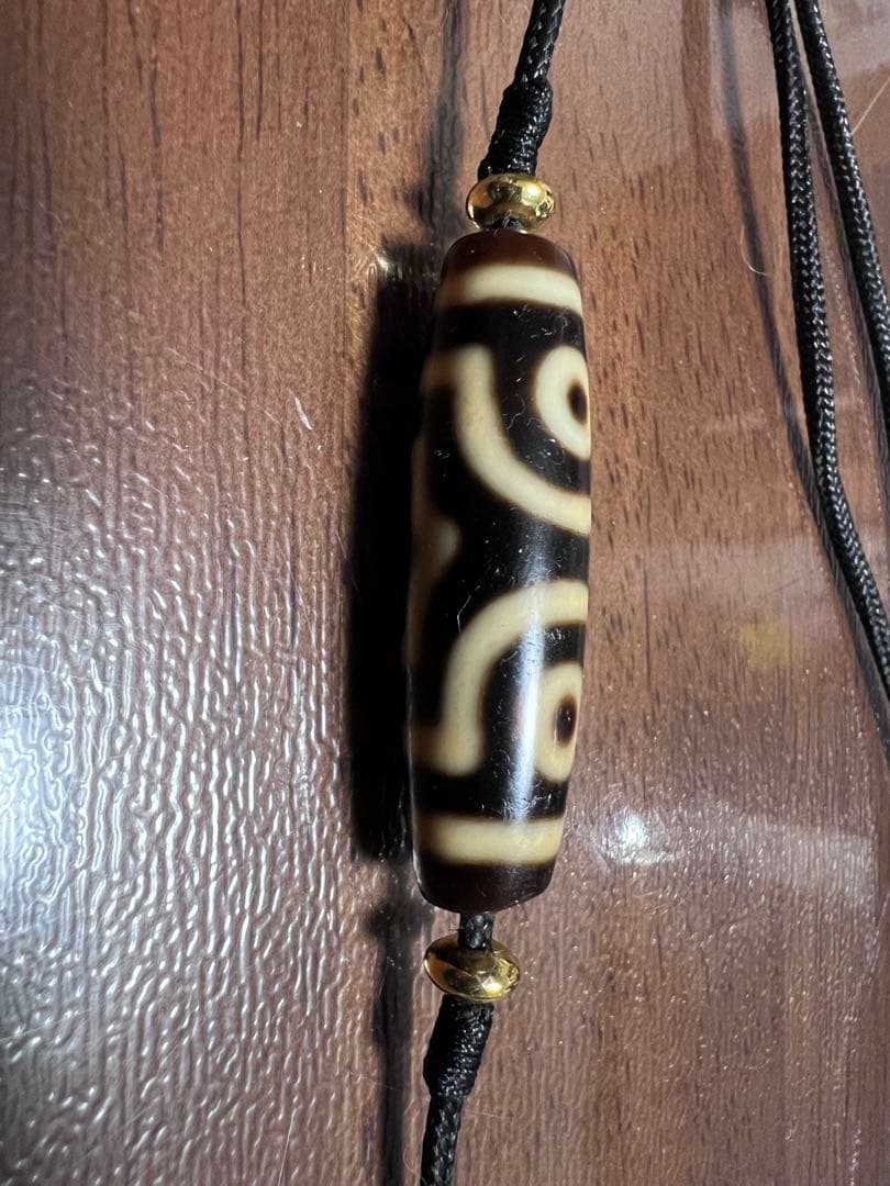 天然瑪瑙 三眼天珠 ネックレス 老天珠風 チベット天珠 長桶型 開運 お守り