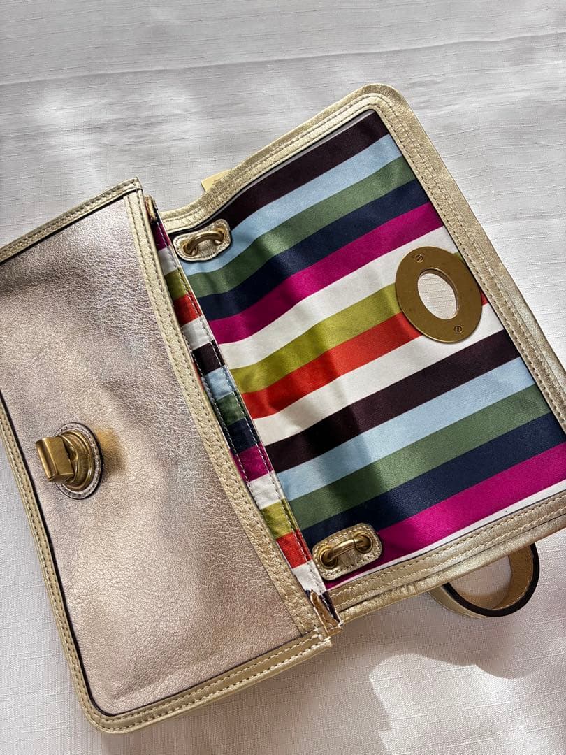 バッグ Coach legacy stripe turn lock llic