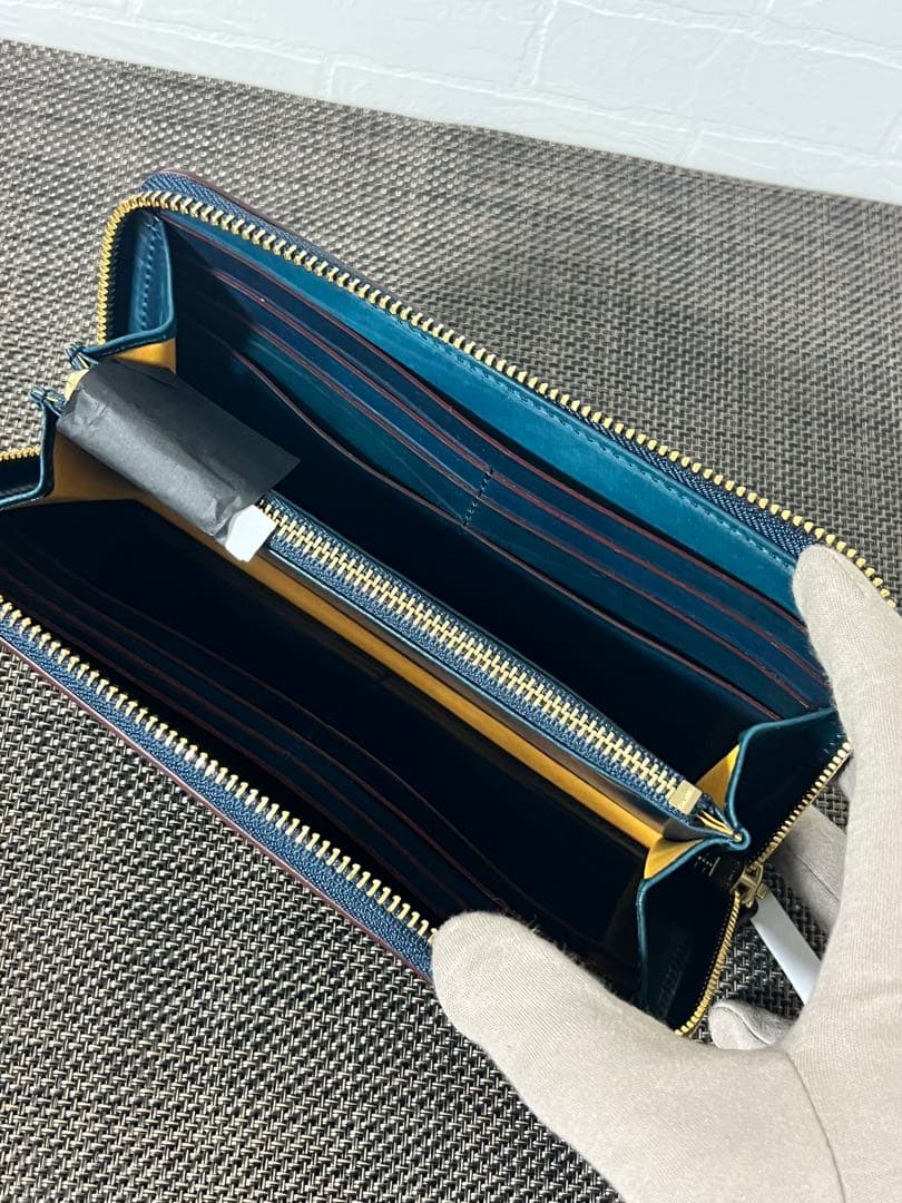 【未使用】SHELL CORDOVAN 2 ラウンドファスナー長財布 NAVY