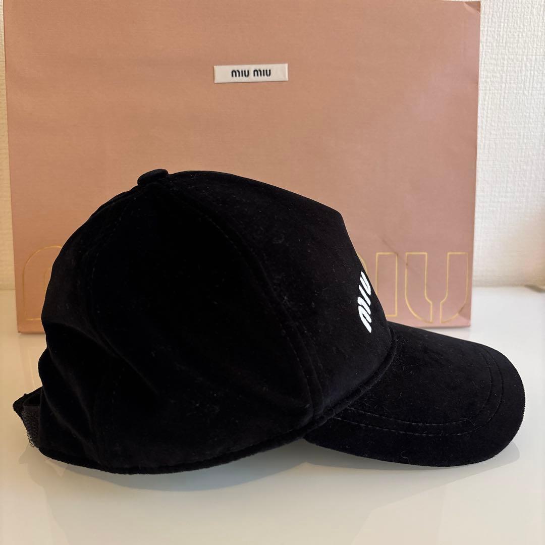 miumiu ミュウミュウ ベロア ブラック 黒 ベースボールキャップ 帽子