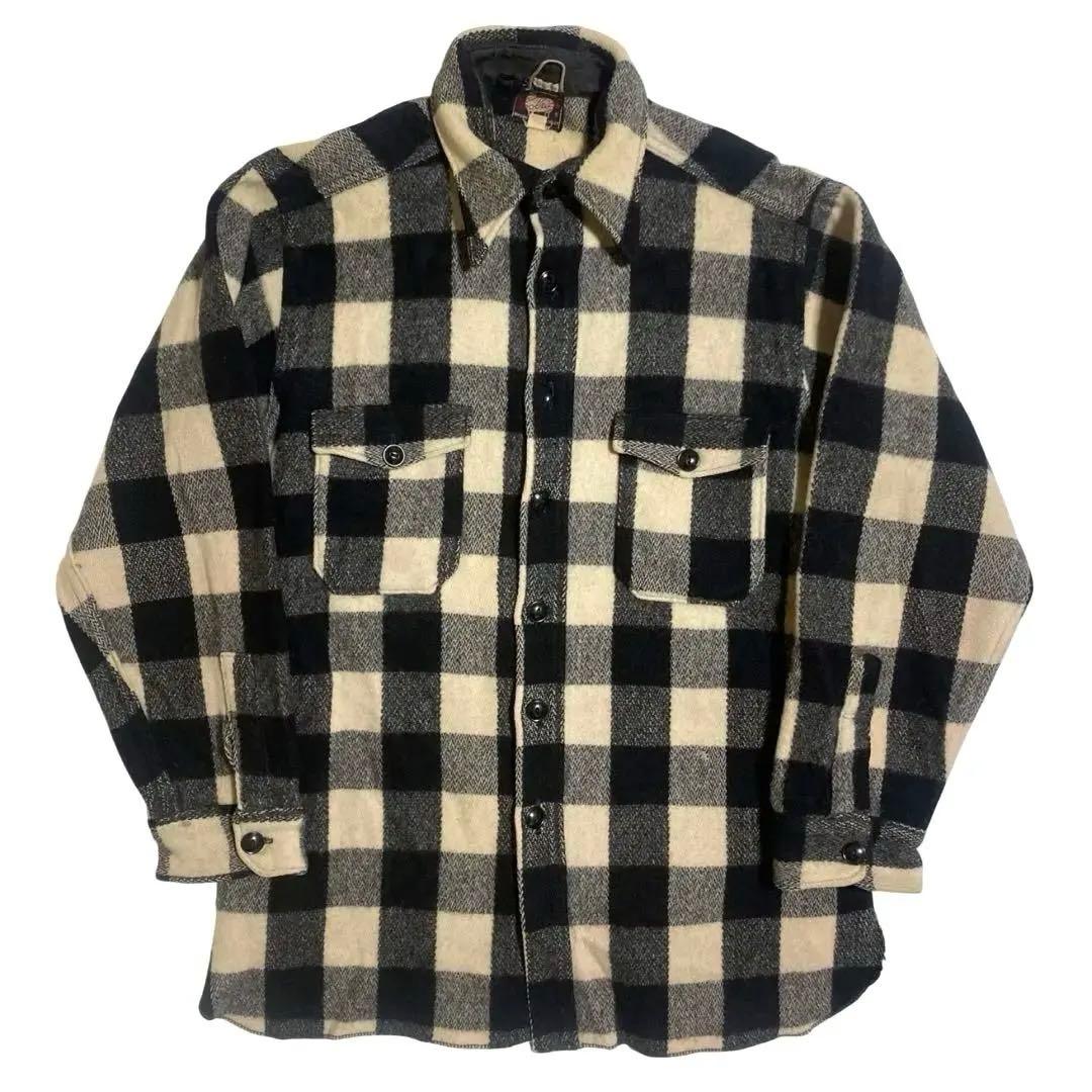 ビンテージ 50s ウールリッチ バッファローチェック ウールシャツ 白黒