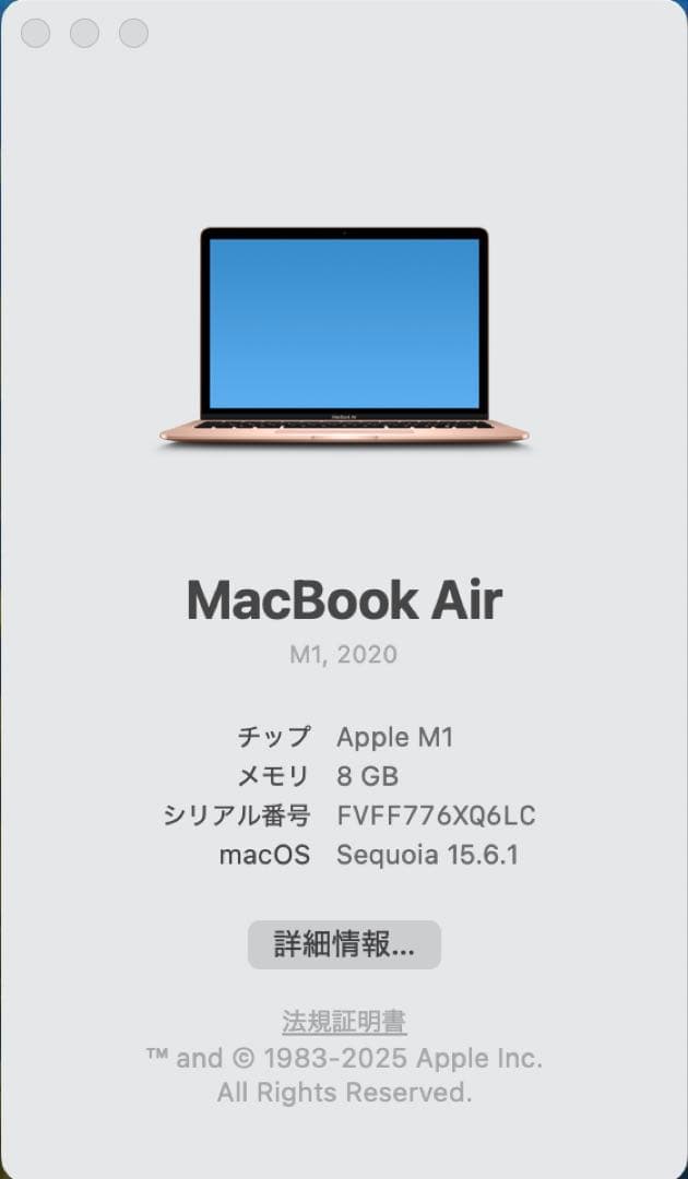 Apple MacBook Air M1, 2020 本体