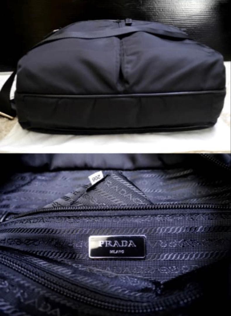 美品◆PRADAプラダ A4対応ノートPC可 ナイロンxレザー 2way バッグ