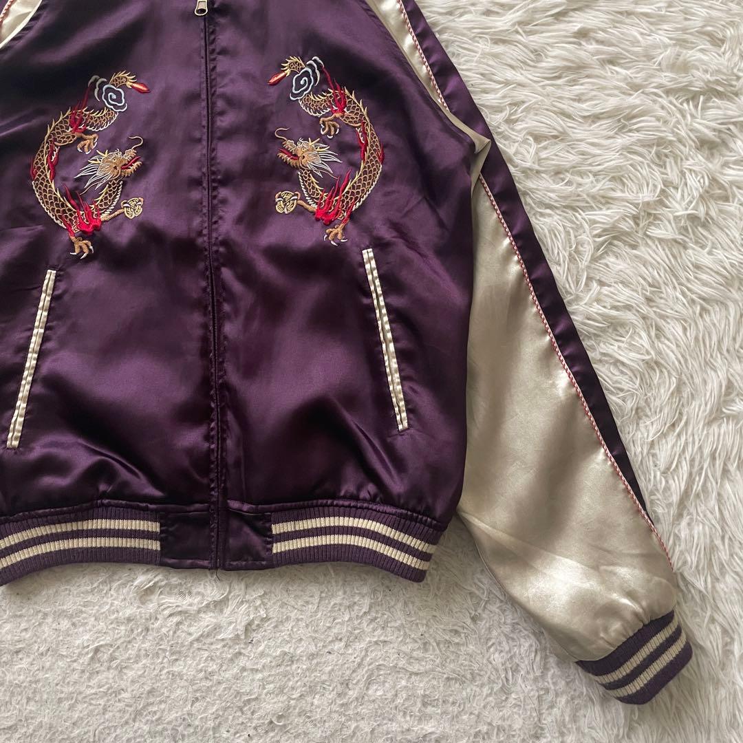 日本地図　富士山　桜　龍　刺繍　長袖　スカジャン