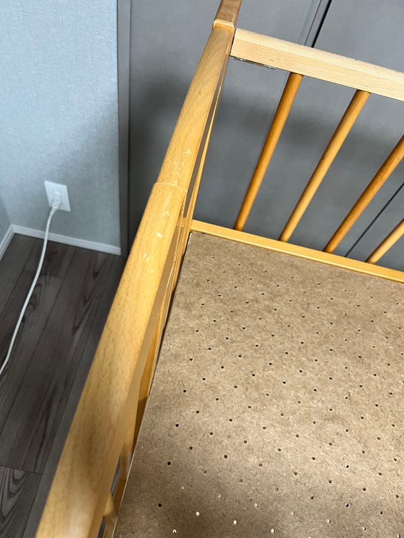 日本製 ベビーベッド 「ミニ ワンタッチハイベッド プチ【B品】石崎家具」