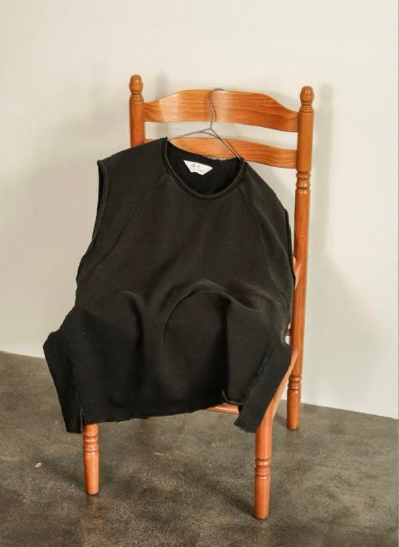 トップス ANCELLM SLEEVELESS AGING T-SHIRT/BLACK