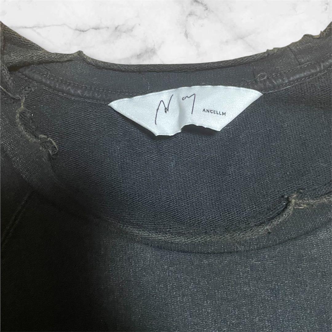 トップス ANCELLM SLEEVELESS AGING T-SHIRT/BLACK