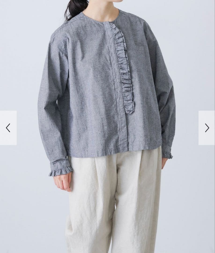 【新品タグ付き】かぐれ コットンシルク フリルブラウス チェック