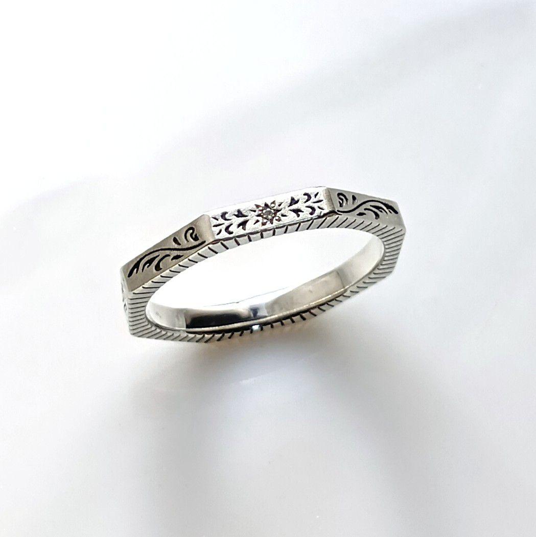 美品✳️agete ダイヤモンド シルバーリング 15号 ブラックダイヤ