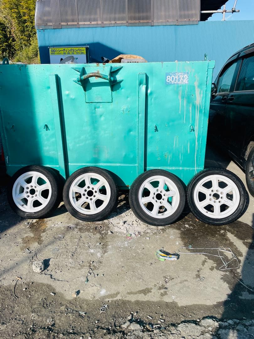 14インチ白アルミ＋タイヤ165/55R14 溝あり良好