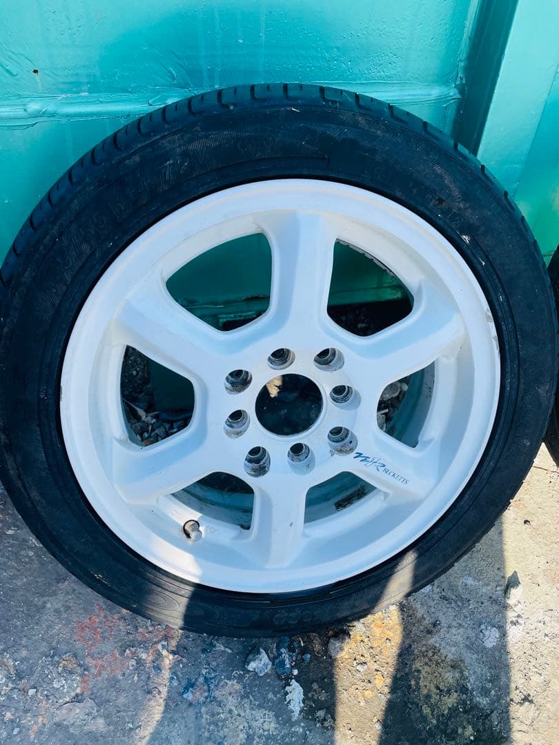 14インチ白アルミ＋タイヤ165/55R14 溝あり良好