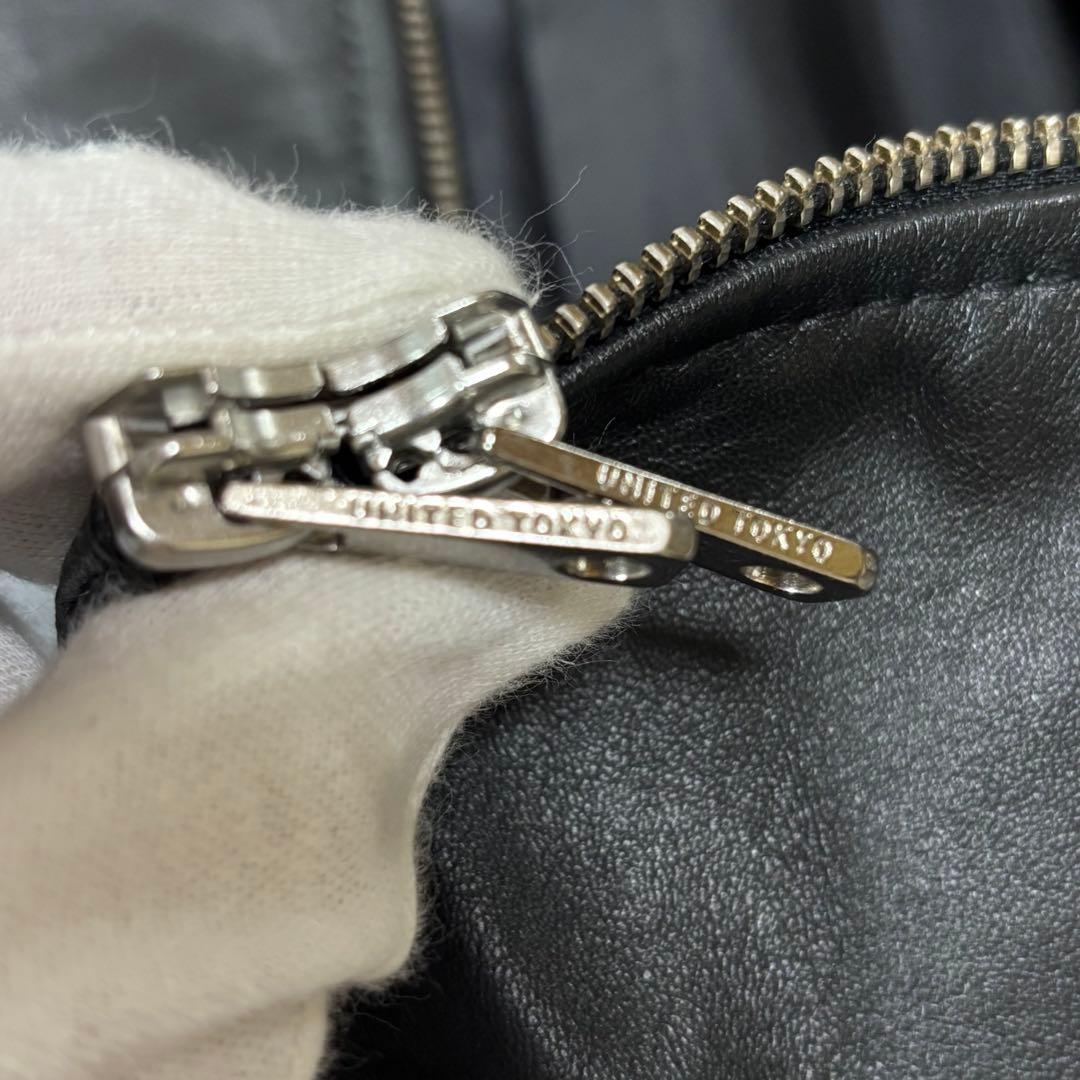 UNITED TOKYO ラムレザー シングル ライダースジャケット 黒 3