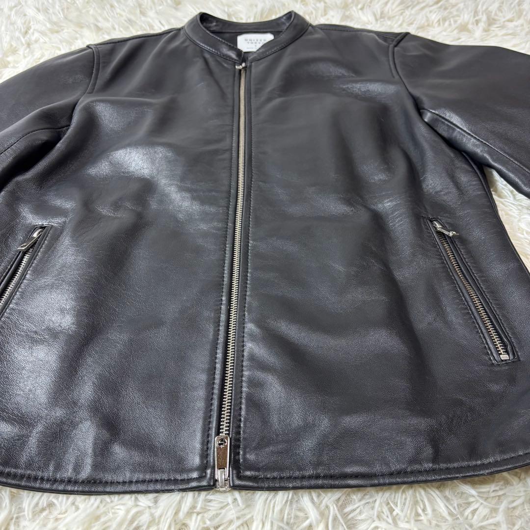 UNITED TOKYO ラムレザー シングル ライダースジャケット 黒 3