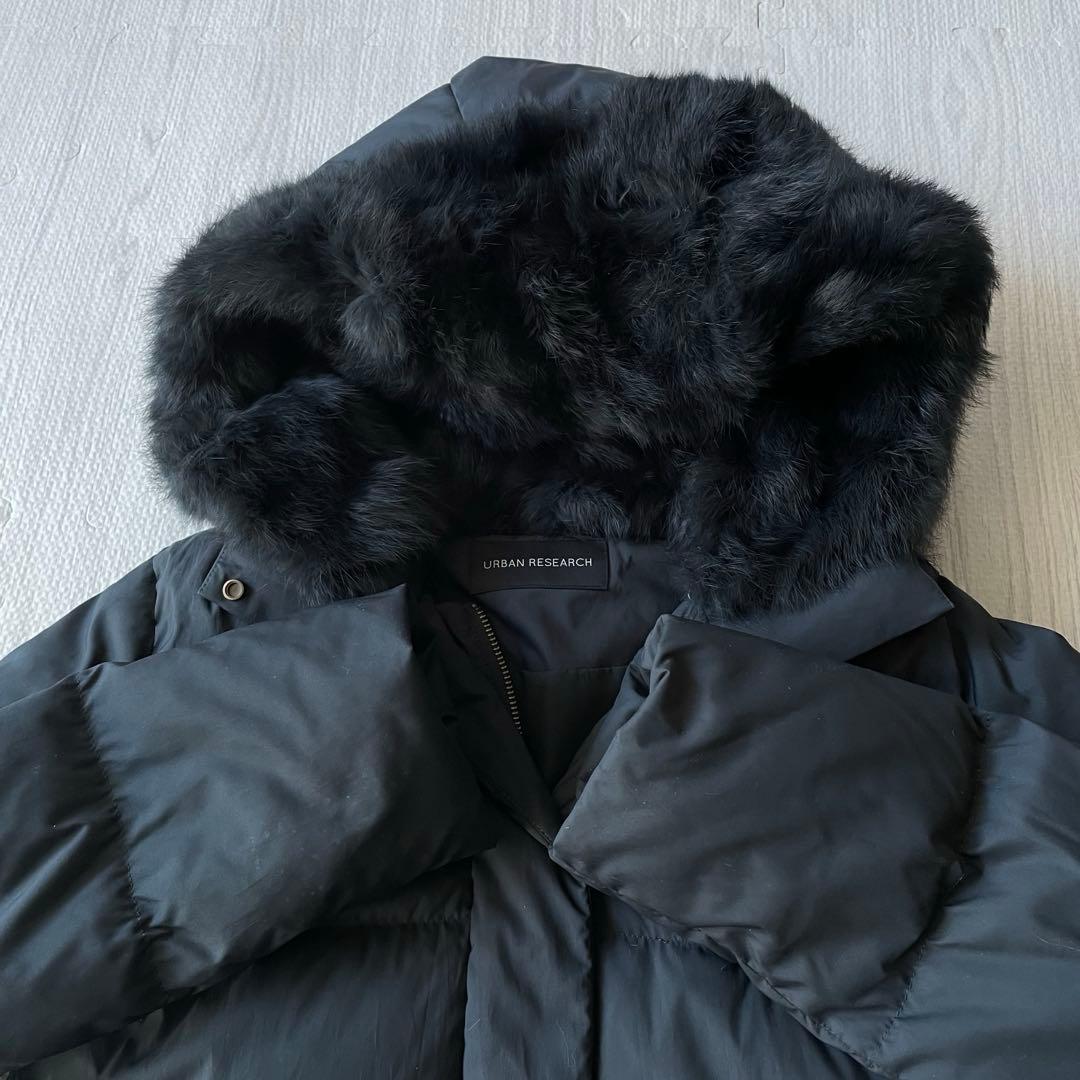 2022アーバンリサーチ ラビットフードストレッチロングダウン　ブラックF